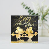 Mickey Gold Flat Weihnachtskarte Feiertagskarte (Stehend Vorderseite)