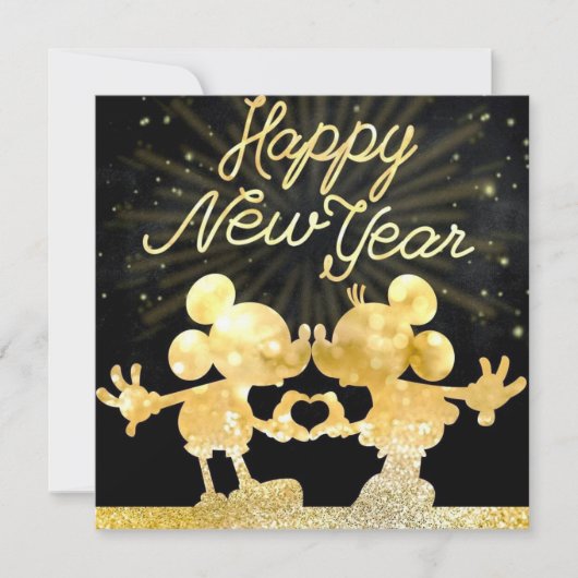 Mickey Gold Flat Weihnachtskarte Feiertagskarte (Vorderseite)