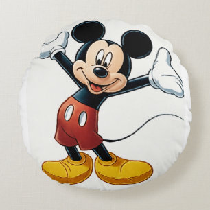 Mickey Maus-Kürbisfigur – Halloween-Cartoon Rundes Kissen