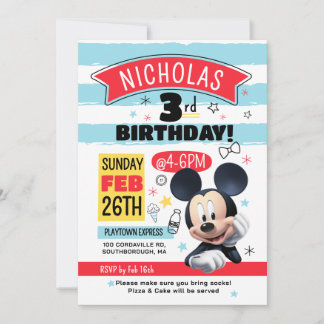 Mickey Mouse Fun Birthday Customizable Invitation Einladung