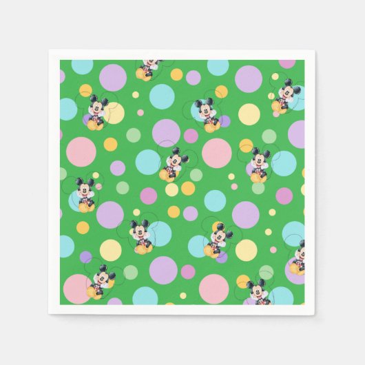 Mickey Mouse Polka Dot  green Baby Shower Serviette (Vorderseite)