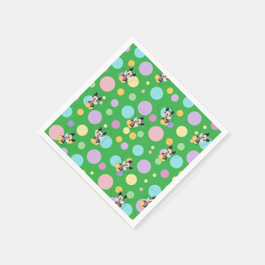 Mickey Mouse Polka Dot green Baby Shower Serviette (Ecke)