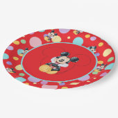 Mickey Mouse Polka Dot red Baby Shower Pappteller (Schrägansicht)