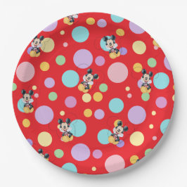 Mickey Mouse Polka Dot  red Baby Shower Pappteller