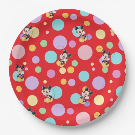 Mickey Mouse Polka Dot red Baby Shower Pappteller (Vorderseite)