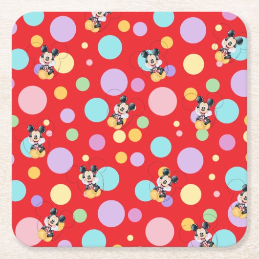 Mickey Mouse Polka Dot  red Baby Shower Rechteckiger Pappuntersetzer (Vorderseite)