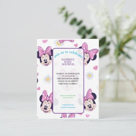 Mickey Mouse Punkte Baby Shower Einladung (Stehend Vorderseite)