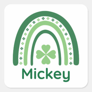 Mickey Name Clover Boho Regenbogen Quadratischer Aufkleber