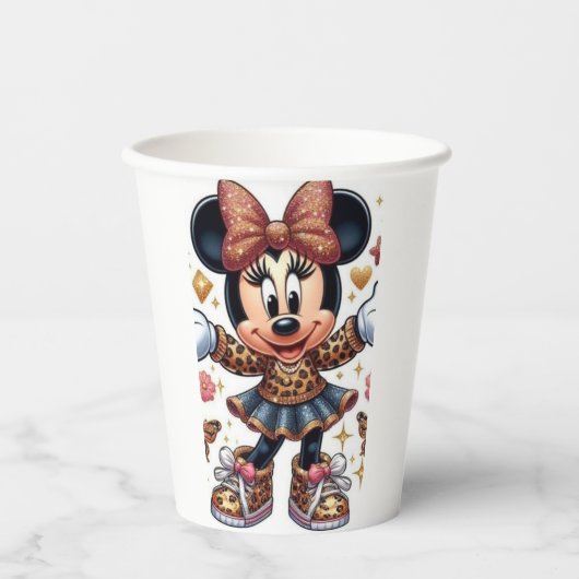 Mickey und Freunde Splatter Art Farbiger Papierbec Pappbecher (Vorderseite)