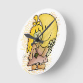 Micol hält den Mond fest Runde Wanduhr (Winkel)