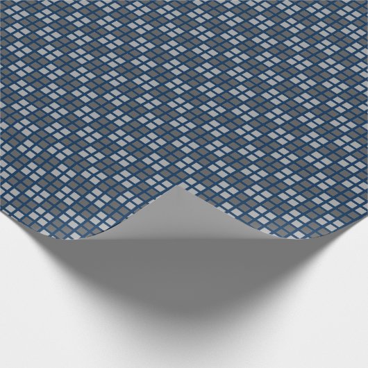 Micro Checked Navy Blue Wrapping Paper Geschenkpapier (Ecke)