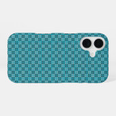 Micro Checkered Blue iPhone Protector 16 Hülle (Rückseite (Horizontal))