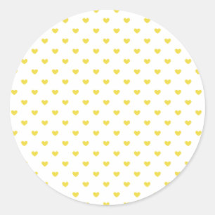 Micro Hearts Golden Gelb - Weiß Runder Aufkleber