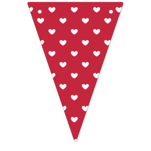 Micro Hearts Weiß - Kirschrot Wimpelkette