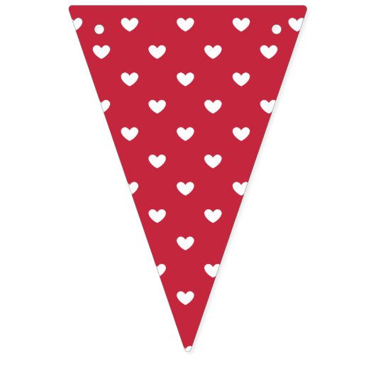 Micro Hearts Weiß - Kirschrot Wimpelkette (Erste Fahne)