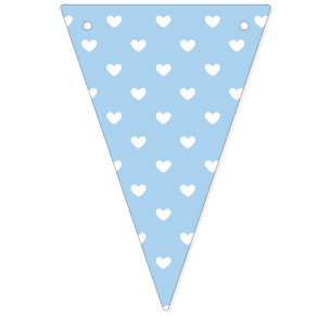 Micro Hearts White - Baby Blau Wimpelkette