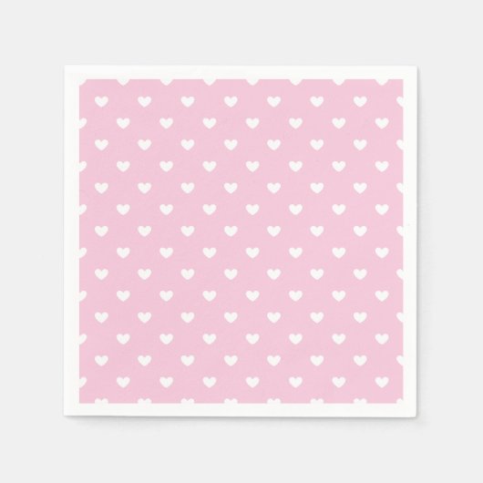 Micro Hearts White - Hellrosa Serviette (Vorderseite)