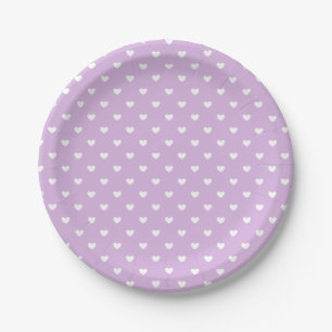 Micro Hearts White - Sanftes Lilac Pappteller