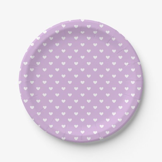 Micro Hearts White - Sanftes Lilac Pappteller (Vorderseite)