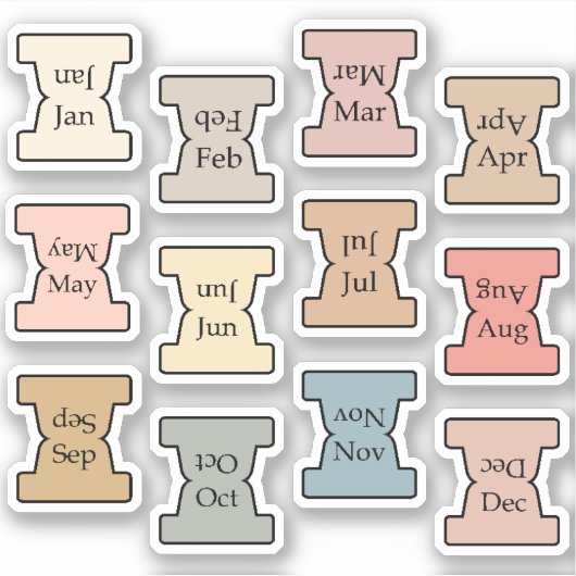 Micro Monthly Index Tab Pastel Bujo Planner Labels (Vorderseite)