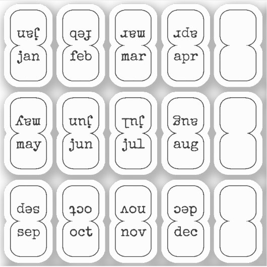 Micro Monthly Index Tabs Journal Divider Foldable Aufkleber (Vorderseite)
