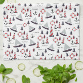 Micro Nautical Pattern Vintager Style Druck. Geschirrtuch (Gefaltet)