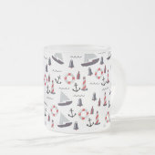 Micro Nautical Pattern Vintager Style Druck. Mattglastasse (VorderseiteRechts)