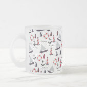 Micro Nautical Pattern Vintager Style Druck. Mattglastasse (Links)