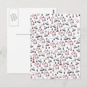 Micro Nautical Pattern Vintager Style Druck. Postkarte (Vorne/Hinten)