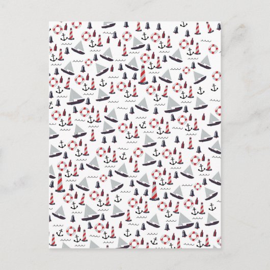 Micro Nautical Pattern Vintager Style Druck. Postkarte (Vorderseite)