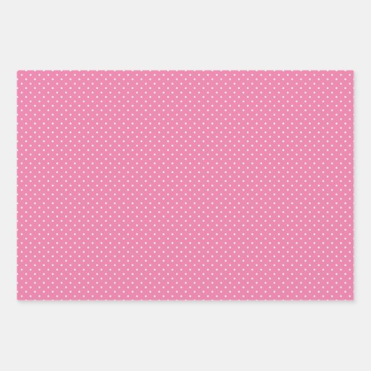 Micro Polka Dot White - 3 Pink Geschenkpapier Set (Vorderseite 3)