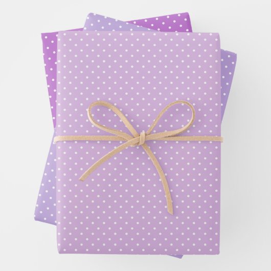 Micro Polka Dot White - 3 Purple Geschenkpapier Set (Beispiel)