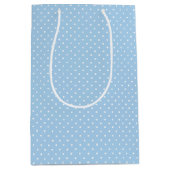 Micro Polka Dot White - Baby Blue Mittlere Geschenktüte (Vorderseite)