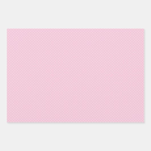 Micro Polka Dot White - Light Pink Geschenkpapier Set (Vorderseite)
