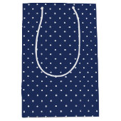 Micro Polka Dot White - Navy Blue Mittlere Geschenktüte (Vorderseite)