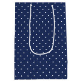 Micro Polka Dot White - Navy Blue Mittlere Geschenktüte (Rückseite)