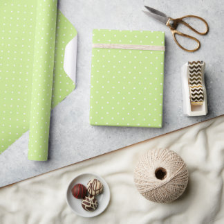 Micro Polka Dot White - Spring Green Geschenkpapier
