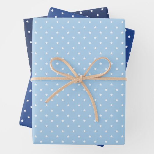 Micro Stars White - 3 Blue Geschenkpapier Set (Beispiel)