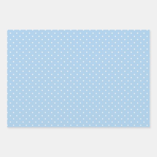 Micro Stars White - 3 Blue Geschenkpapier Set (Vorderseite)