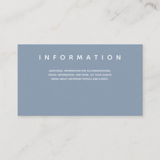 Micro Wedding Blue White Typografy Information Begleitkarte (Vorderseite)