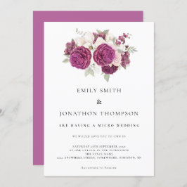 Micro Wedding Burgundy Florals Rose Pink Einladung