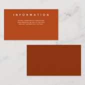 Micro Wedding Burnt Orange Typografy Information Begleitkarte (Vorne/Hinten)