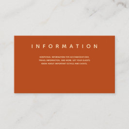 Micro Wedding Burnt Orange Typografy Information Begleitkarte