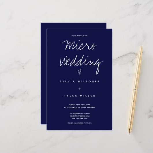 Micro Wedding Dark Blue Typografy (Vorderseite/Rückseite Beispiel)