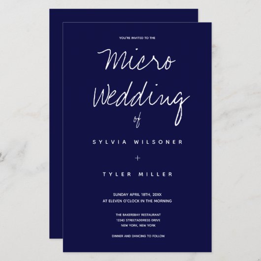 Micro Wedding Dark Blue Typografy (Vorne/Hinten)