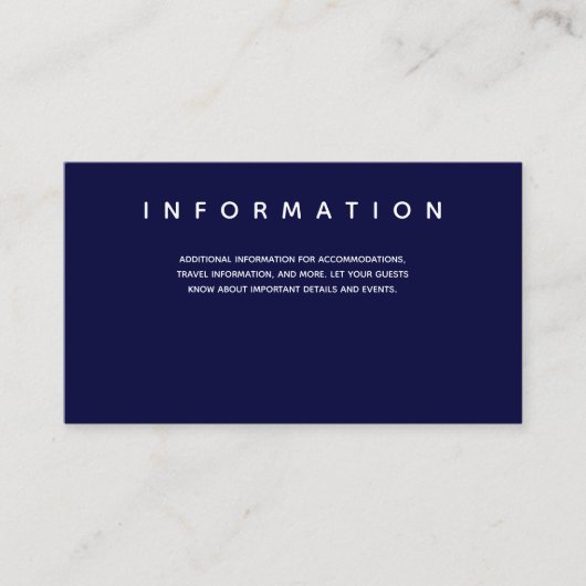 Micro Wedding Dark Blue Typografy Information Begleitkarte (Vorderseite)