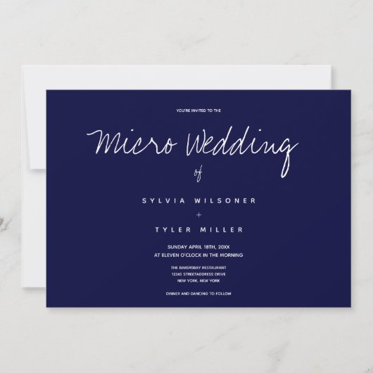 Micro Wedding Foto Dark Blue Horizontal Wedding (Vorderseite)