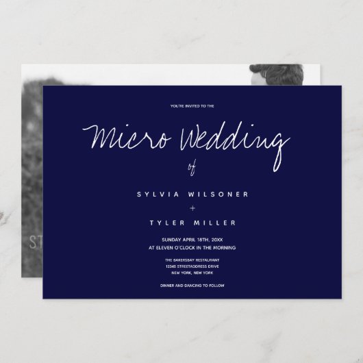 Micro Wedding Foto Dark Blue Horizontal Wedding (Vorne/Hinten)