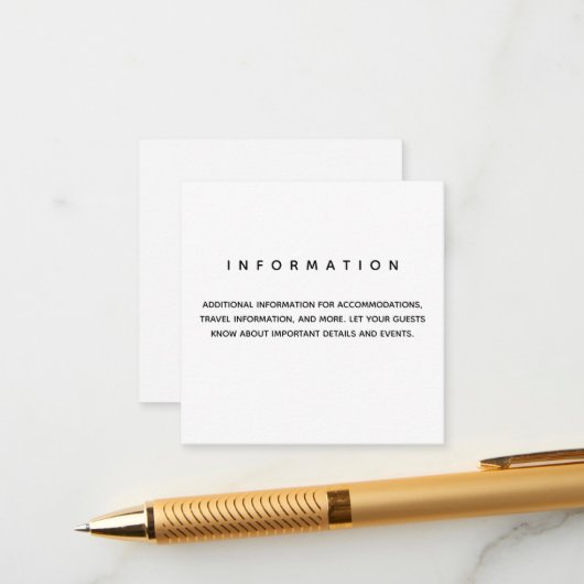 Micro Wedding Information Enclosure Card Begleitkarte (Vorderseite/Rückseite Beispiel)