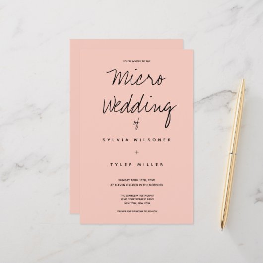 Micro Wedding Pink Black Typografy (Vorderseite/Rückseite Beispiel)